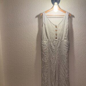 Women's pinstripe sleeveless v neck jumpsuit